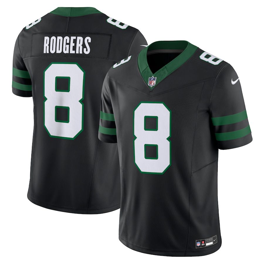 Men New York Jets #8 Aaron Rodgers Nike Legacy Black Alternate Vapor F.U.S.E. Limited NFL Jersey->new york jets->NFL Jersey